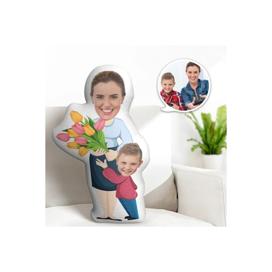 Anne Çocuk Kutlama Tasarımlı Şekilli Yastık