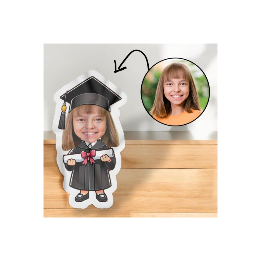 Kişiye Özel Mezuniyet Mezun Kız Tasarımlı Şekilli Yastık