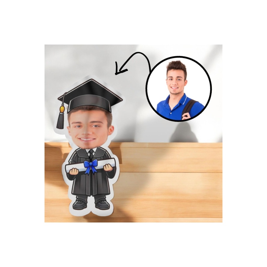 Kişiye Özel Mezuniyet Mezun Erkek Tasarımlı Şekilli Yastık