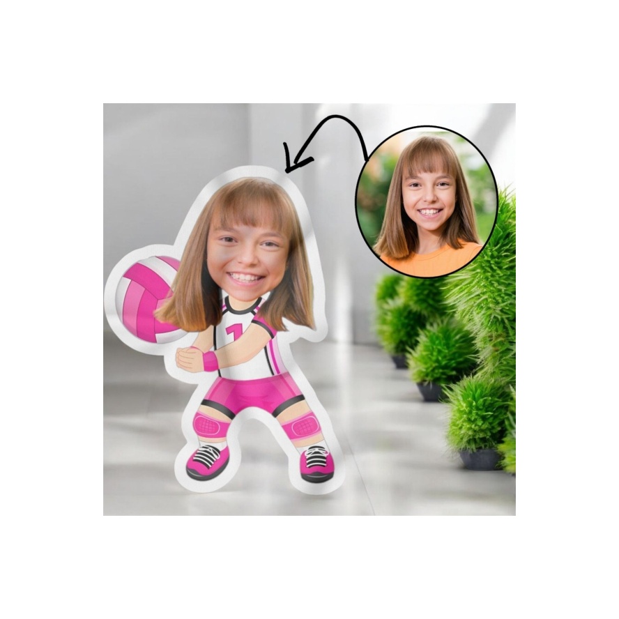 Kişiye Özel Voleybolcu Kız Tasarımlı Şekilli Yastık