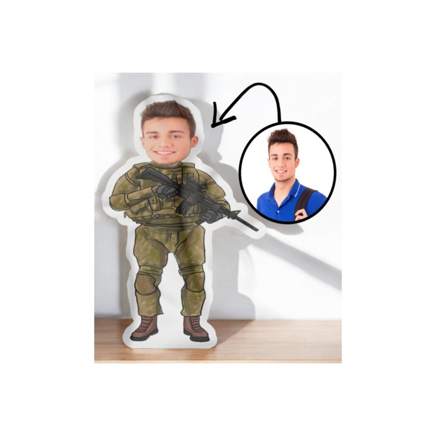 Kişiye Özel Asker Tasarımlı Şekilli Yastık