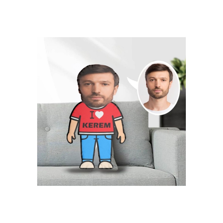 Kişiye Özel Fotoğraflı Şekilli Erkek Bebek Yastık Oyuncak