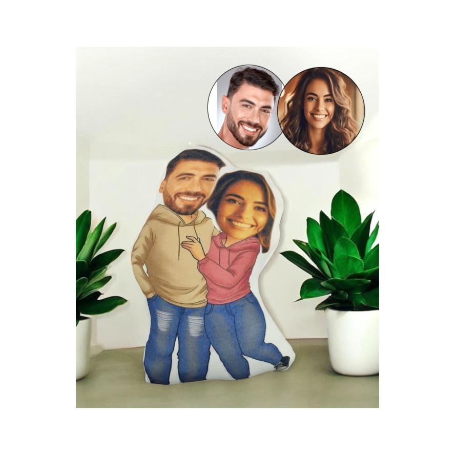 Kişiye Özel Yanyana Sportif Çİft Tasarımlı Şekilli Yastık Sevgiliye Hediye