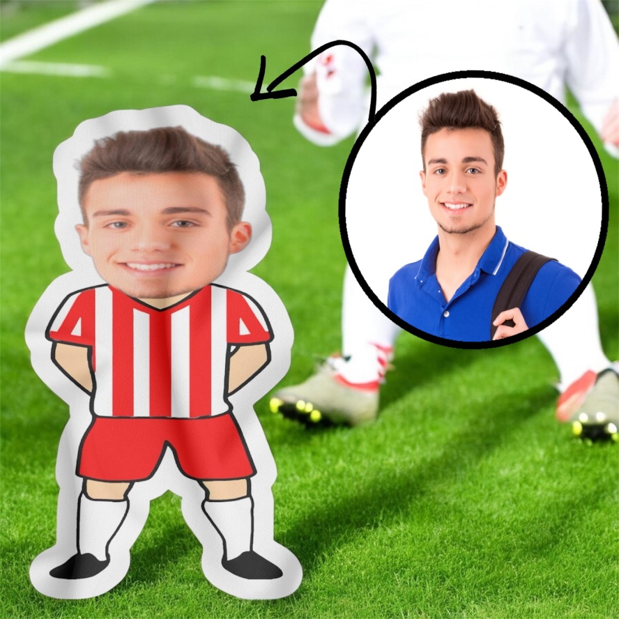 Kişiye Özel Futbolcu Bebek Tasarımlı Şekilli Yastık