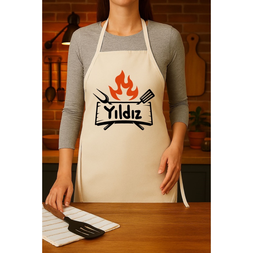 Kişiye Özel Karikatür Fotoğraflı ve İsimli Mutfak Önlüğü Steak