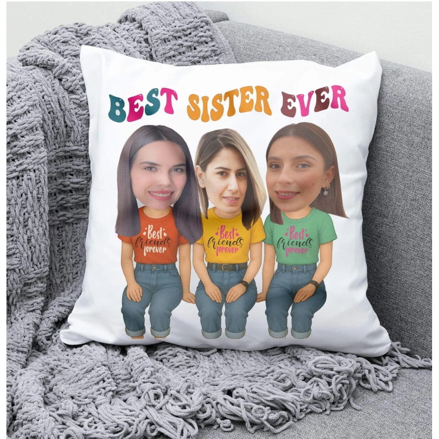 Kişiye Best Friend Sister Tasarımlı Yastık Arkadaşa Hediye