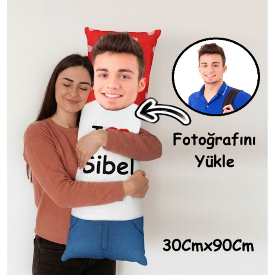 Kişiye Özel Sarılma Yastığı – Fotoğraf Baskılı Yastık 30x90 cm Sevgiliye / Eşe / Arkadaşa Hediye Sarılmalık