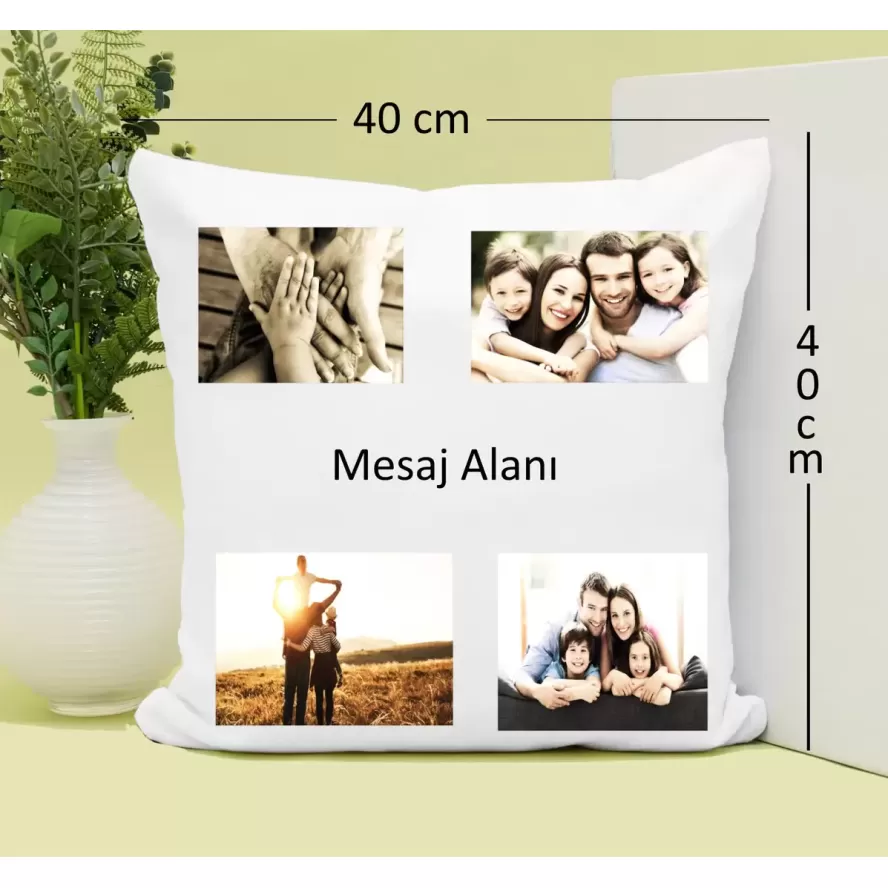 Kişiye Özel Kolaj Yastık Büyük Boy 40 Cm