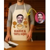Kişiye Özel Karikatür Fotoğraflı ve İsimli Mutfak Önlüğü Kahve Tatlı Aşkı
