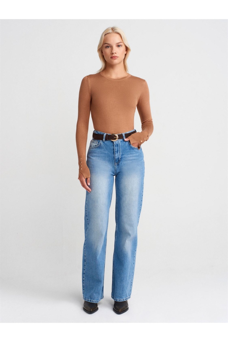 Bisiklet Yaka Kol Ortası Droplu Kazak