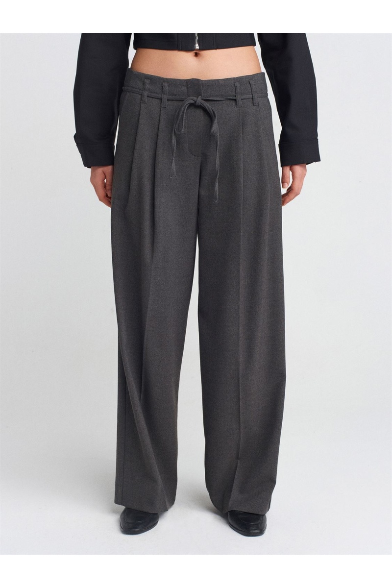 Pensli Kumaş Pantolon-Gri