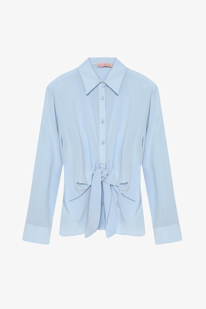 Quzu Önü Bağlama Detaylı Gömlek