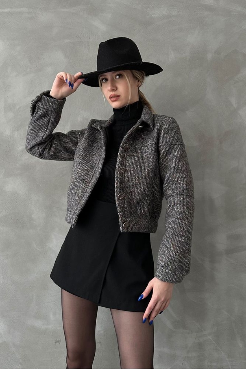 TOPSHOW Düğmeli Kaşe Mont