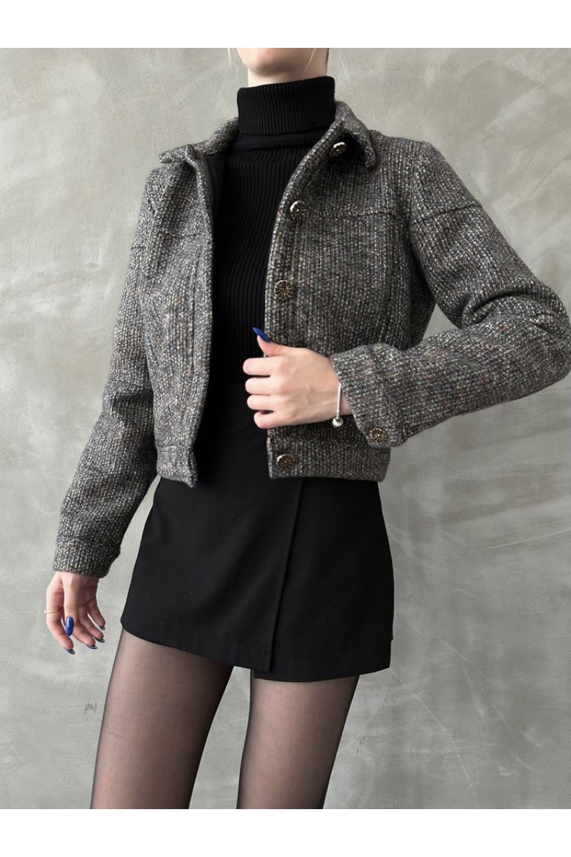 TOPSHOW Düğmeli Kaşe Mont