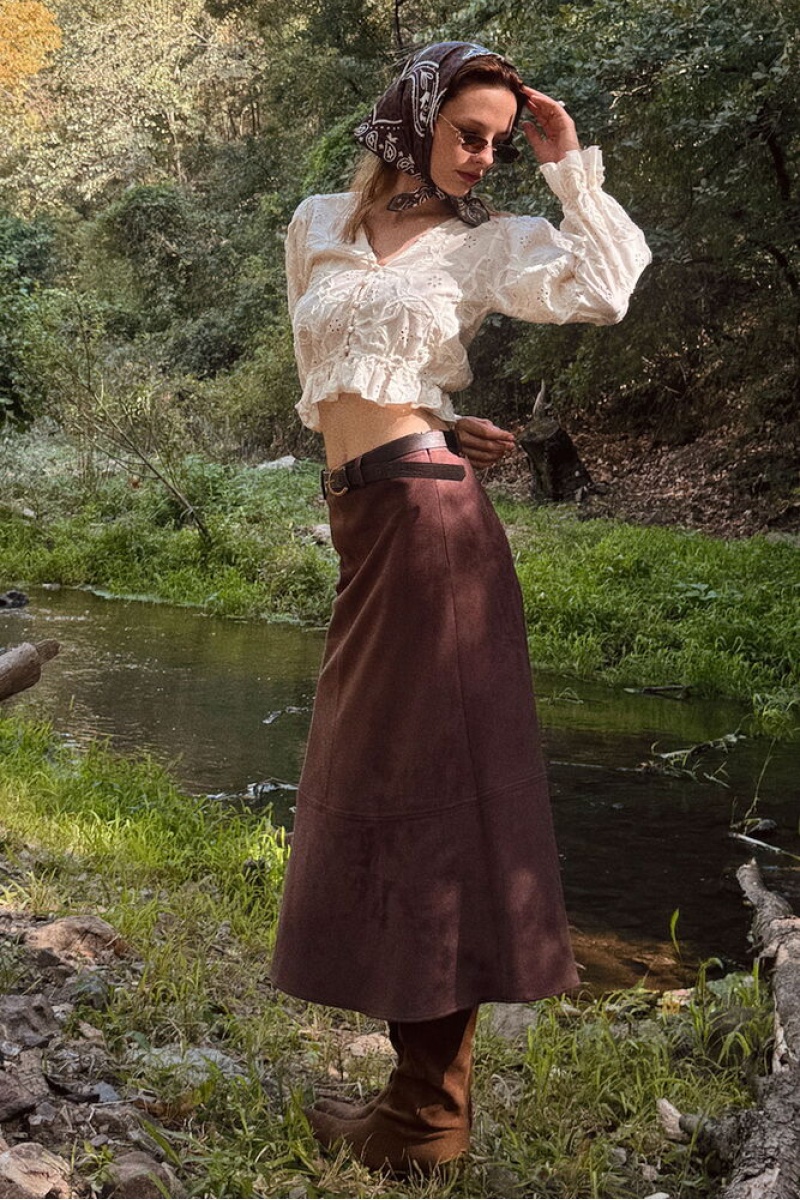 Topshow Süet Uzun Etek