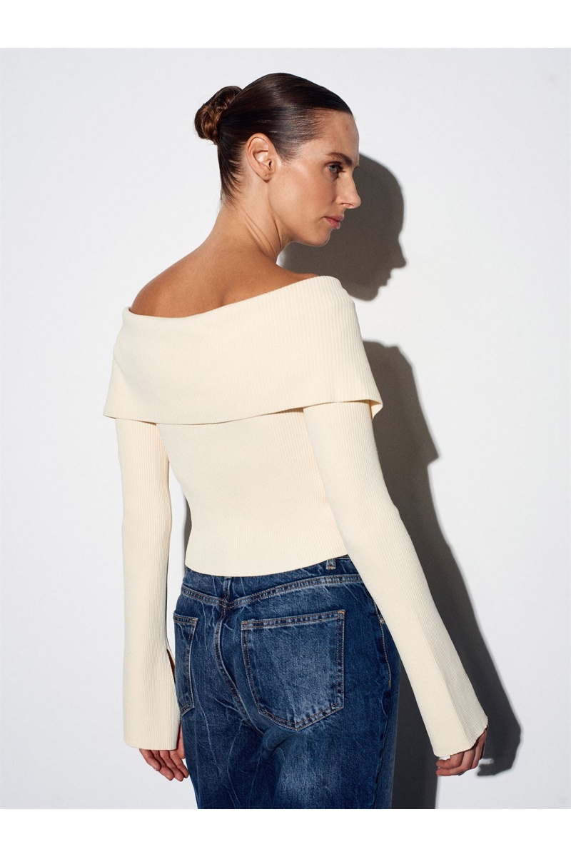 Fermuarlı Fitilli Triko Top