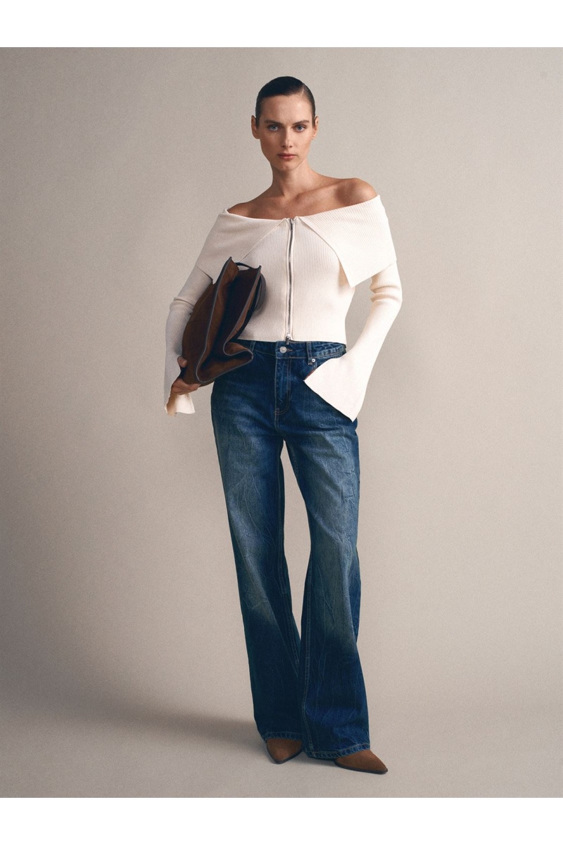 Fermuarlı Fitilli Triko Top