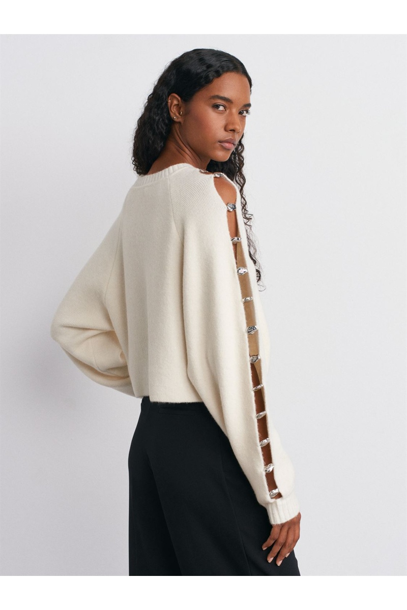 DİLVİN Yün Karışımlı Aksesuar Detaylı Triko Kazak