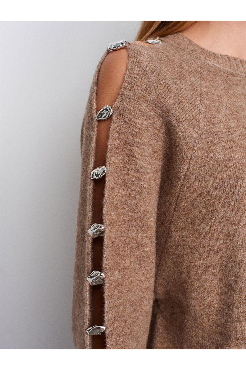 DİLVİN Yün Karışımlı Aksesuar Detaylı Triko Kazak