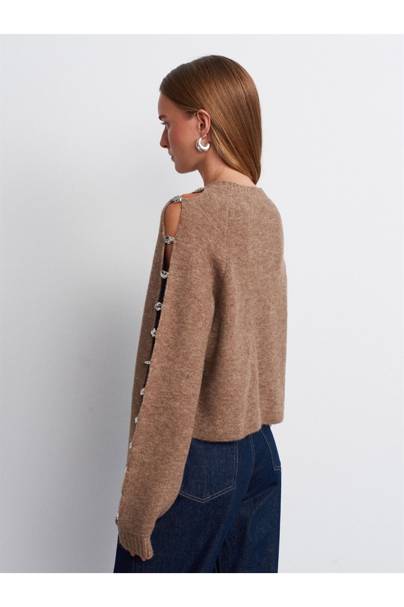 DİLVİN Yün Karışımlı Aksesuar Detaylı Triko Kazak