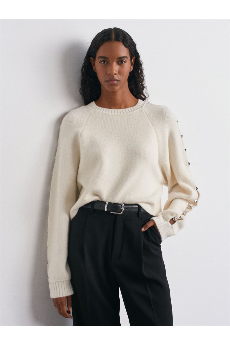 DİLVİN Yün Karışımlı Aksesuar Detaylı Triko Kazak