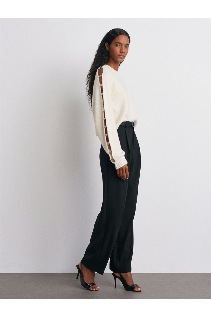 DİLVİN Yün Karışımlı Aksesuar Detaylı Triko Kazak