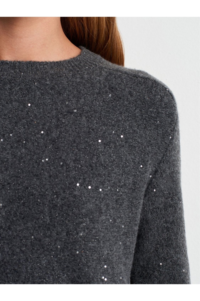 DİLVİN Peplum Parıltılı Triko Kazak