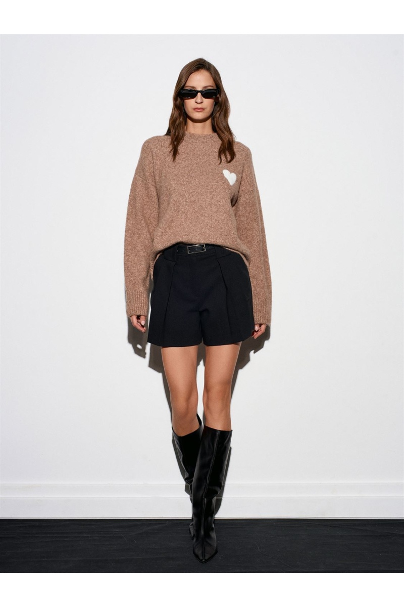 DİLVİN Yün Karışımlı Kalpli Kazak