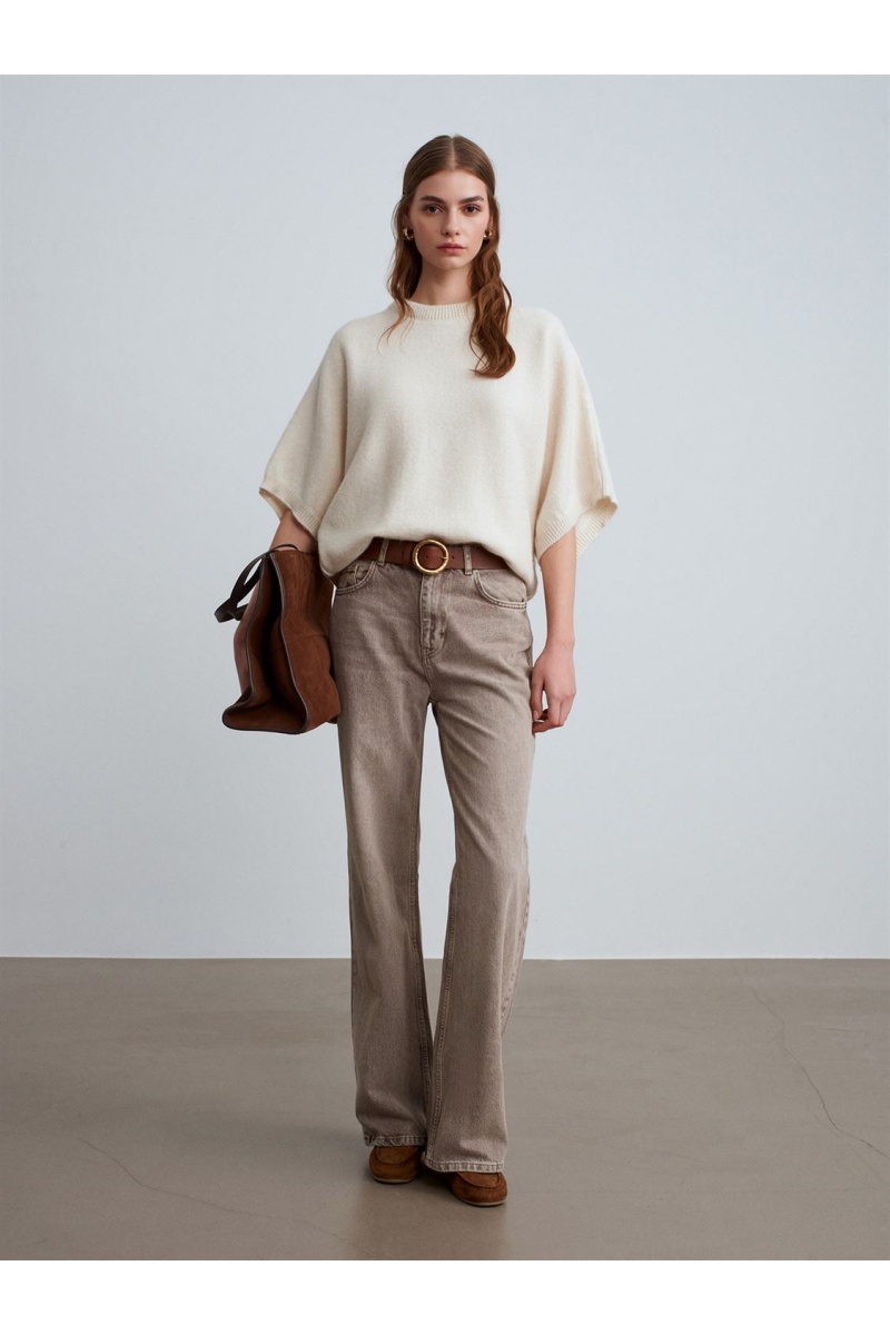 DİLVİN Yün Karışımlı Yarasa Kollu Triko Kazak