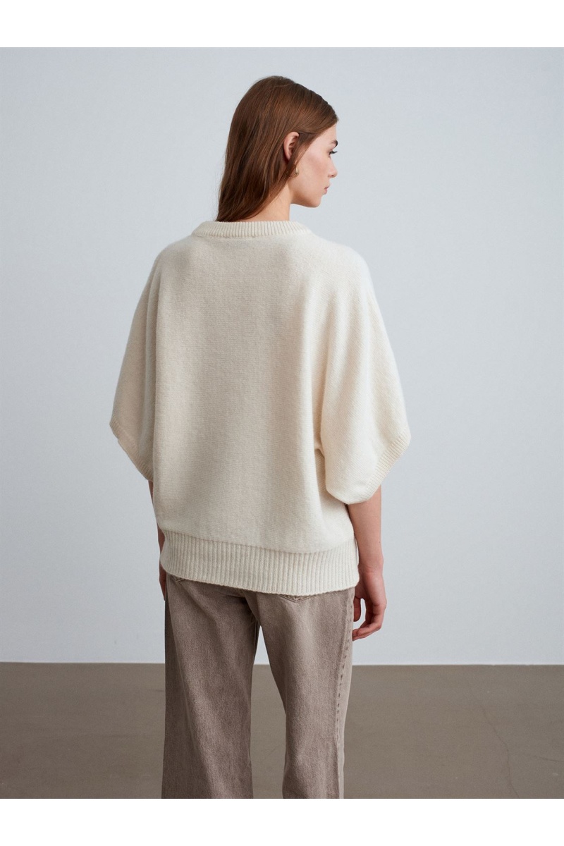 DİLVİN Yün Karışımlı Yarasa Kollu Triko Kazak