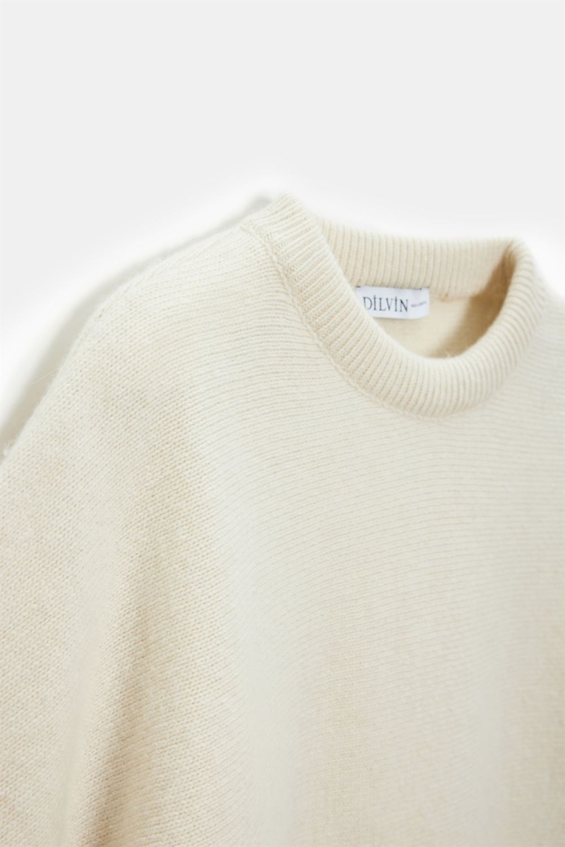 DİLVİN Yün Karışımlı Yarasa Kollu Triko Kazak