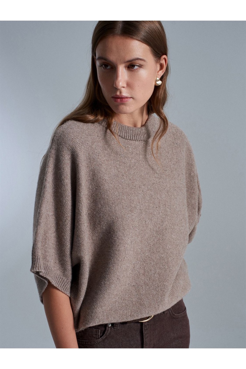 DİLVİN Yün Karışımlı Yarasa Kollu Triko Kazak