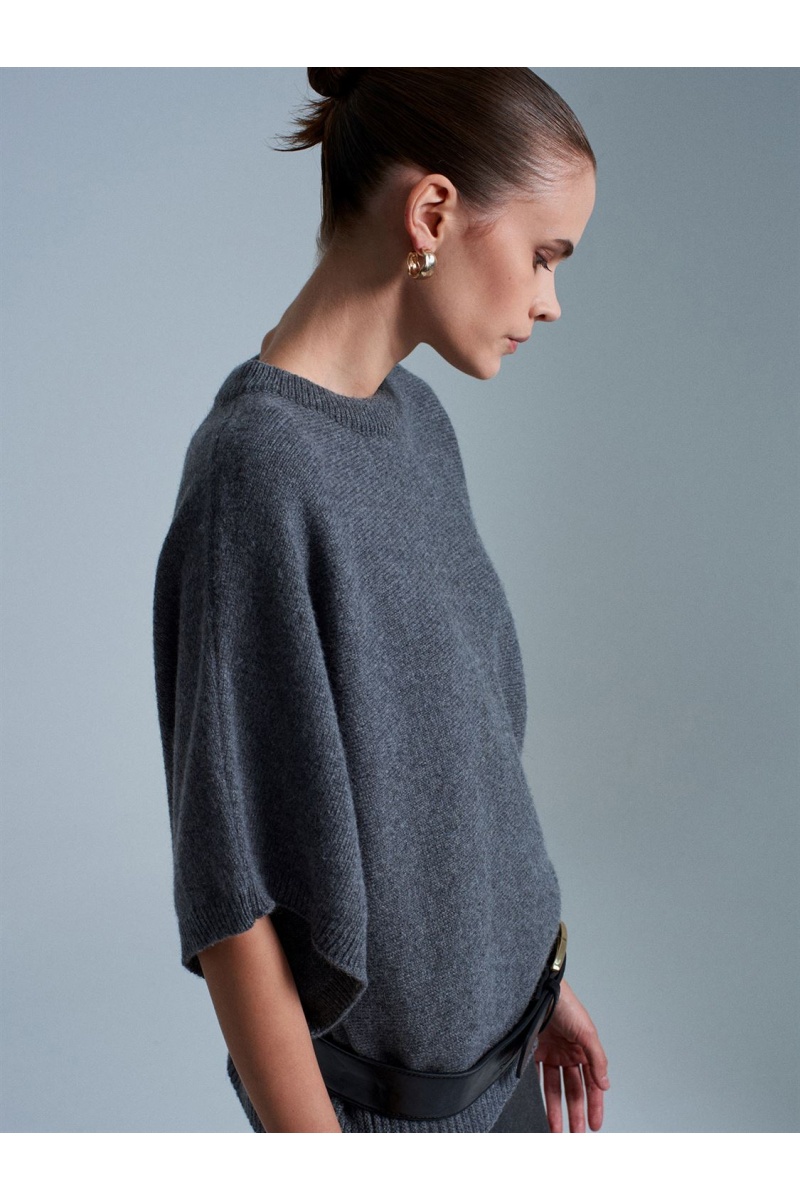 DİLVİN Yün Karışımlı Yarasa Kollu Triko Kazak