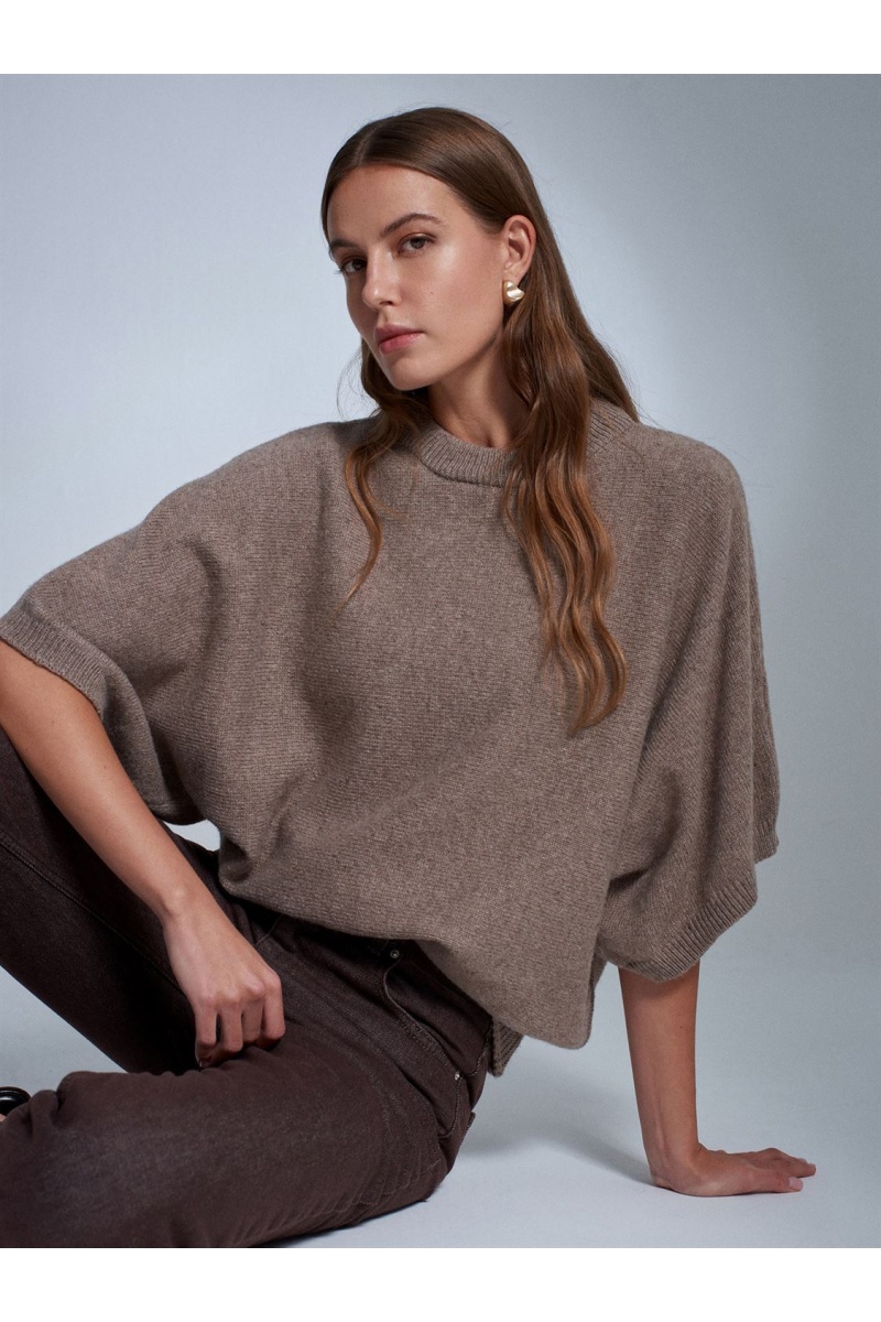 DİLVİN Yün Karışımlı Yarasa Kollu Triko Kazak