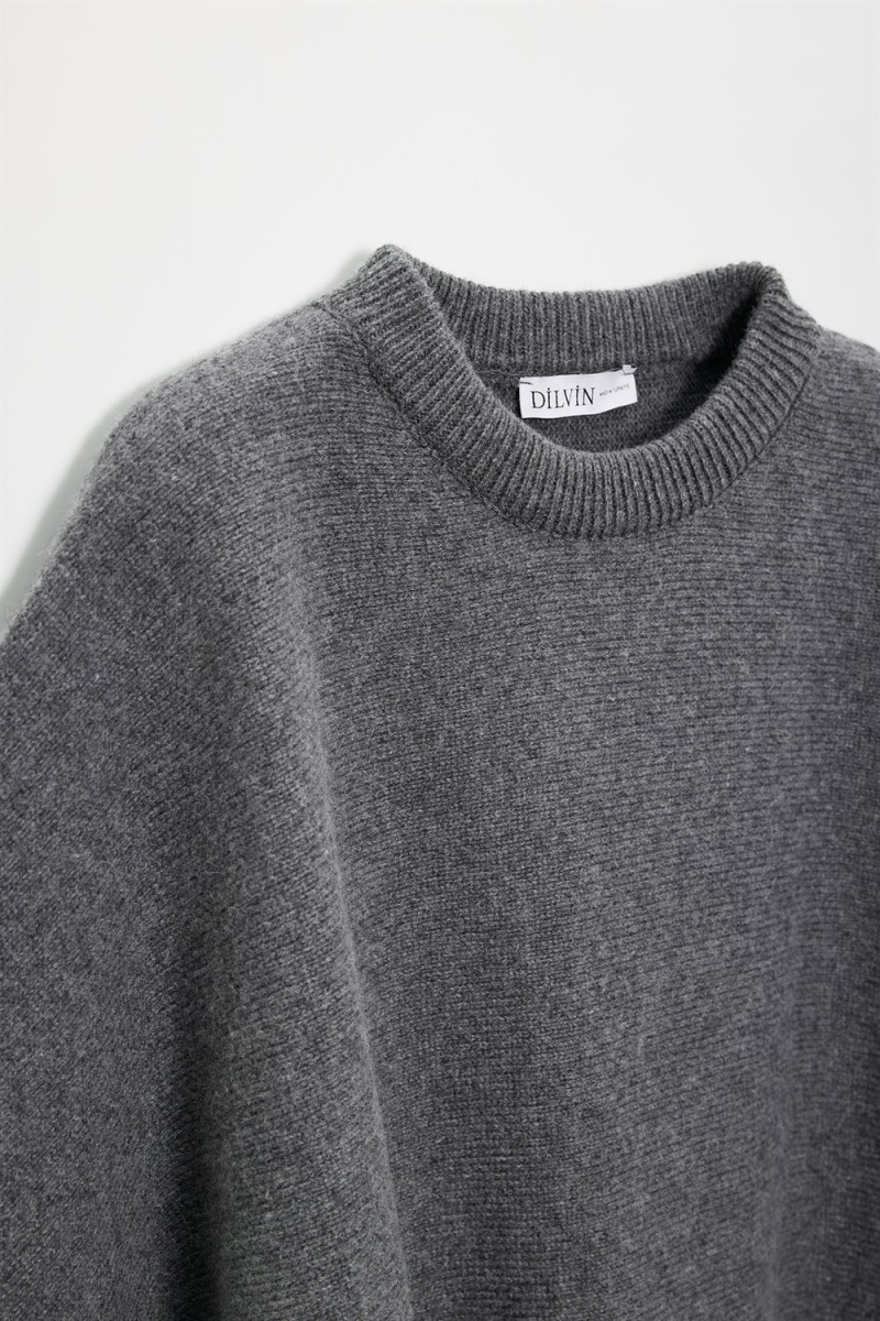 DİLVİN Yün Karışımlı Yarasa Kollu Triko Kazak