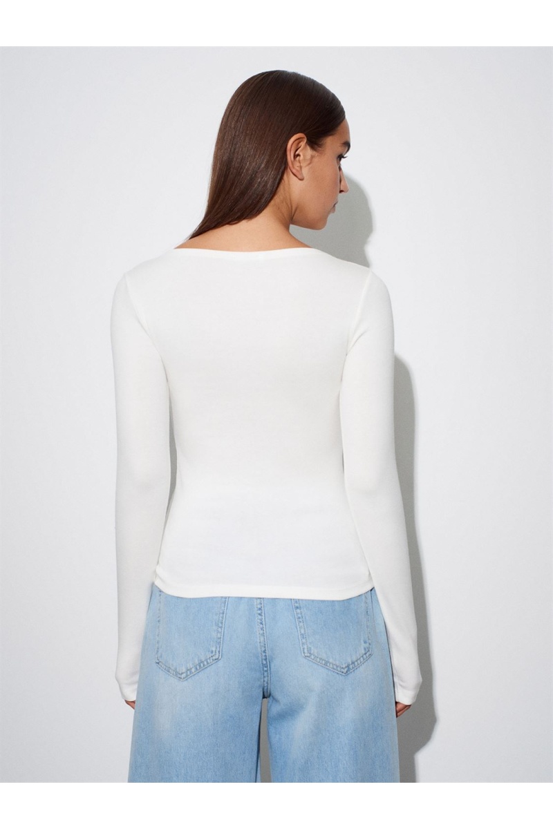 DİLVİN Kayık Yaka Uzun Kollu Top