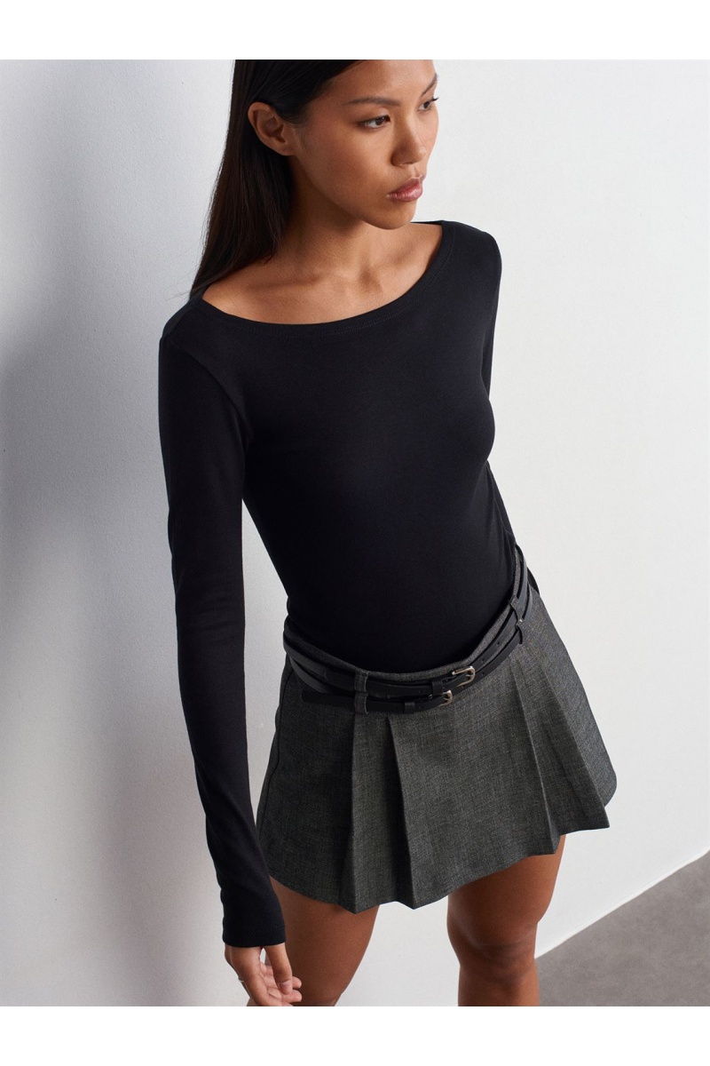 DİLVİN Kayık Yaka Uzun Kollu Top