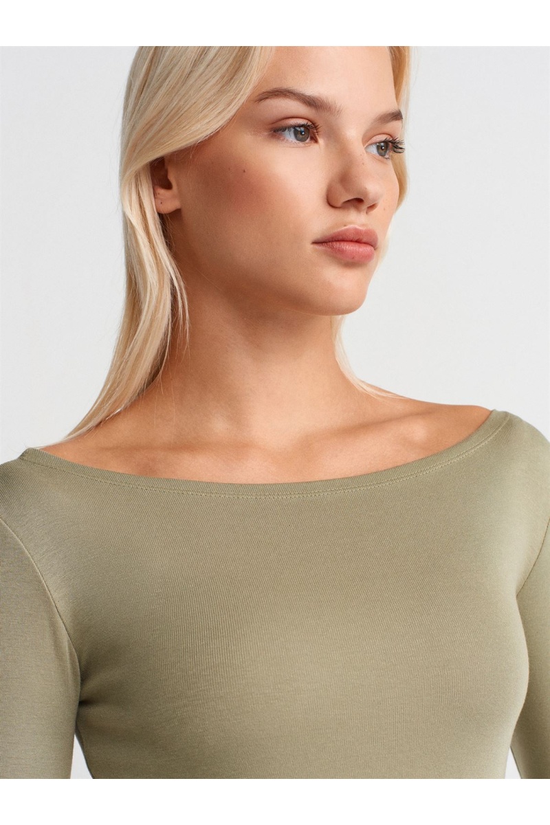 DİLVİN Kayık Yaka Uzun Kollu Top