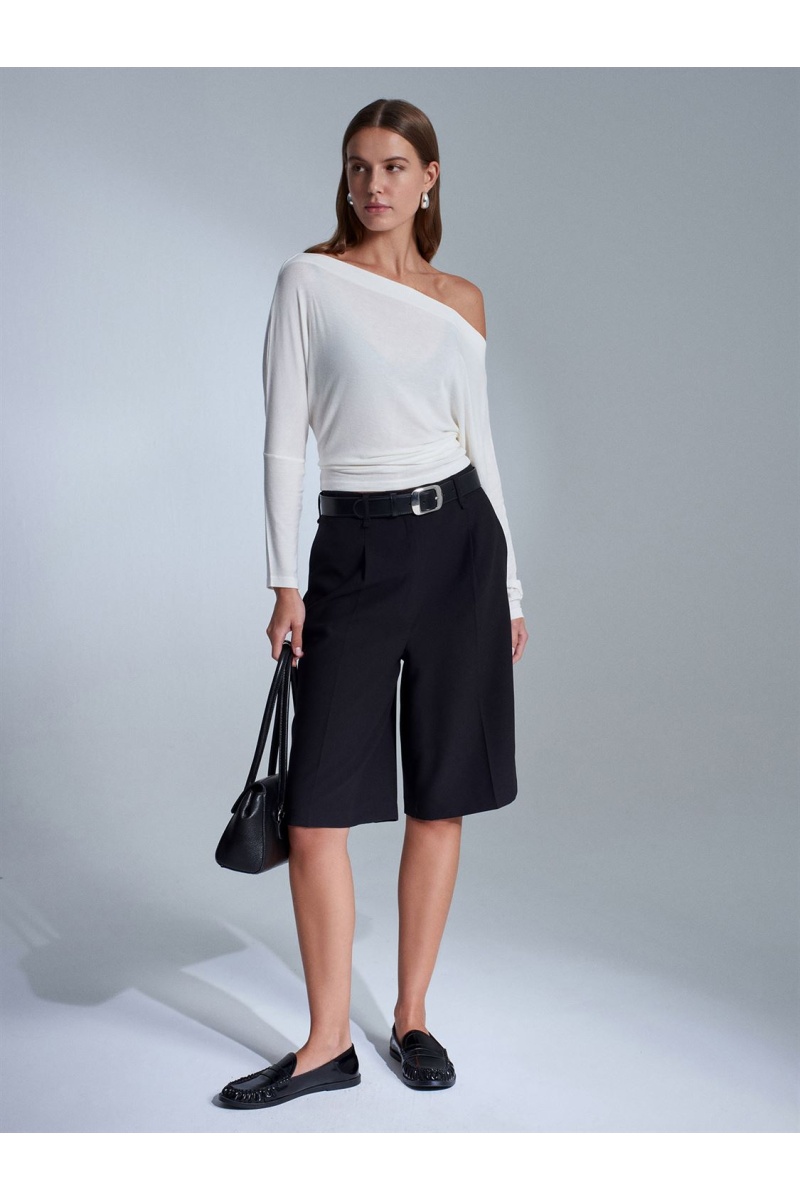 DİLVİN Yün Karışımlı Tek Omuz Top