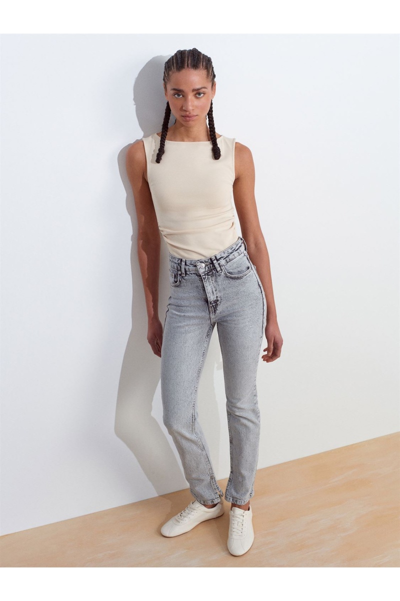 DİLVİN Yanı Yırtmaçlı Comfort Likra Denim Pantolon