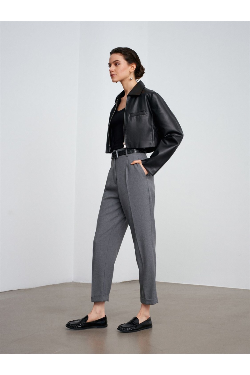 DİLVİN Kıvrık Paça Kemerli Pantolon