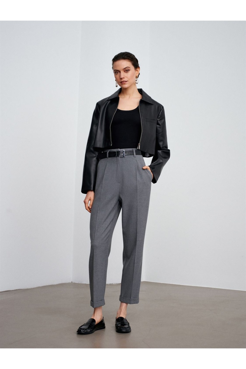 DİLVİN Kıvrık Paça Kemerli Pantolon