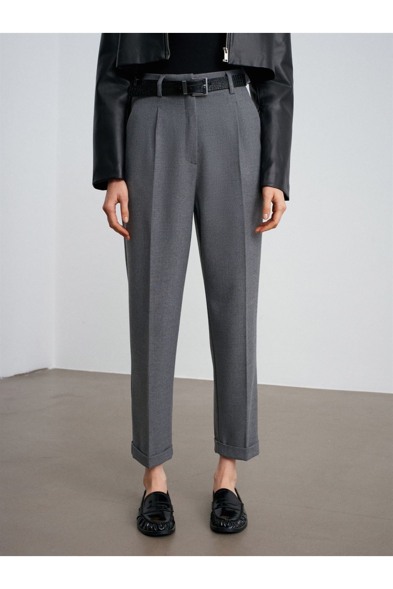 DİLVİN Kıvrık Paça Kemerli Pantolon