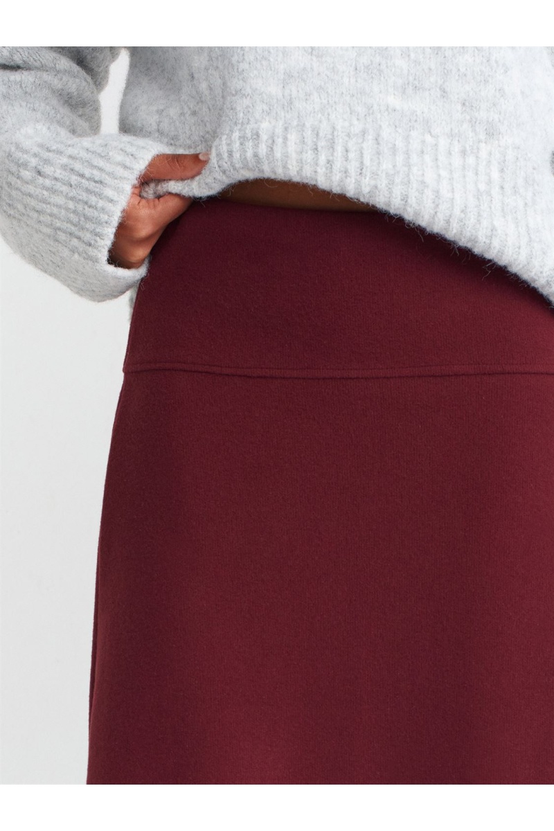 DİLVİN Beli Lastikli Örme Midi Etek