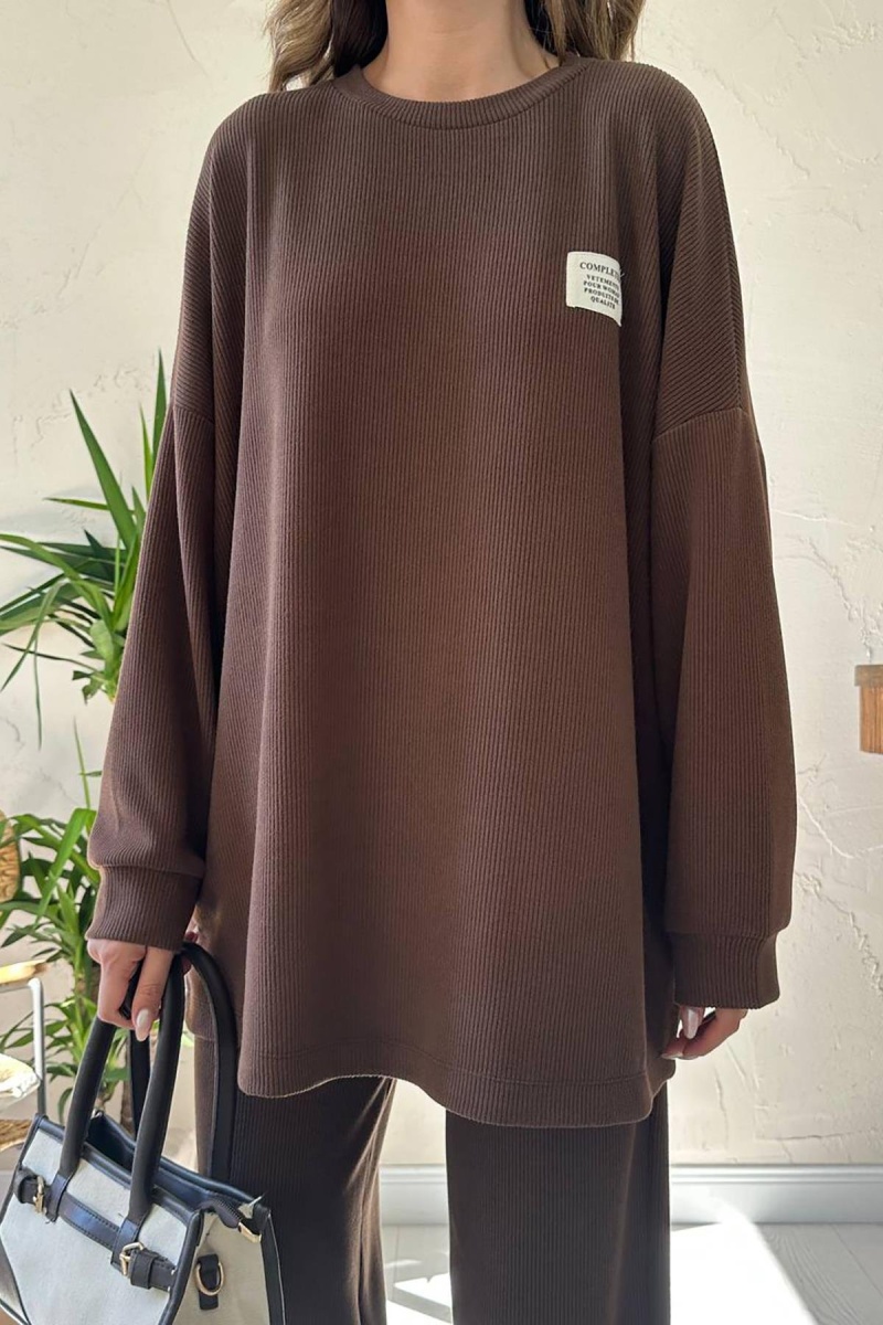 ELISA Klasik Fitilli Kazak ve Pantolon Takım