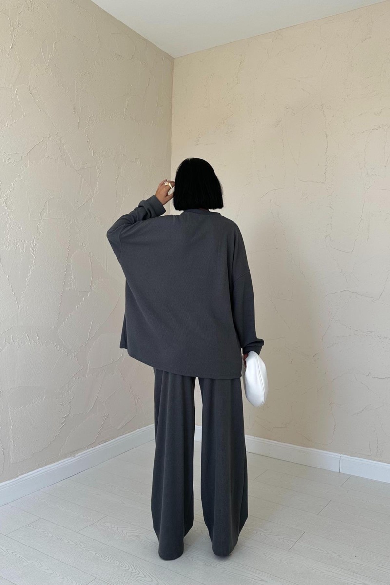 ELISA Klasik Fitilli Kazak ve Pantolon Takım