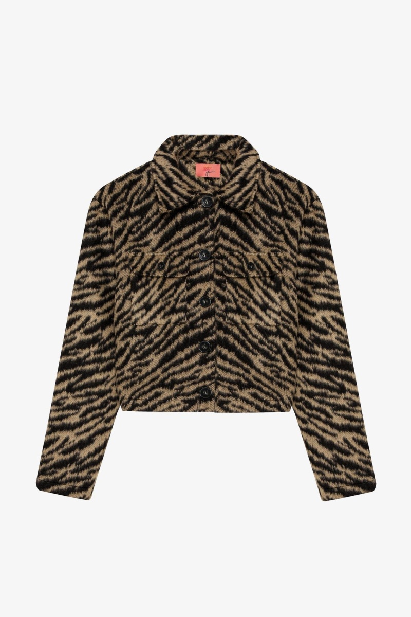 Quzu Desenli Crop Ceket