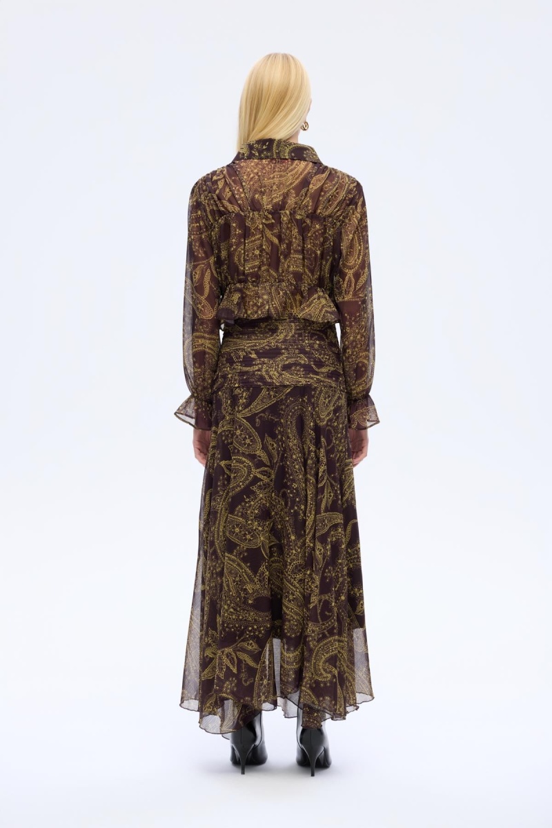 Quzu Desenli Büzgülü Etek