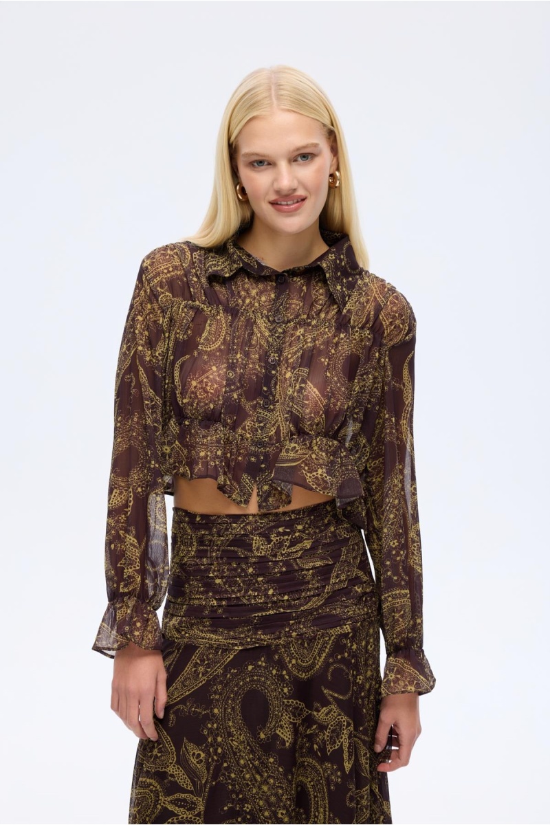 Quzu Desenli Büzgülü Gömlek