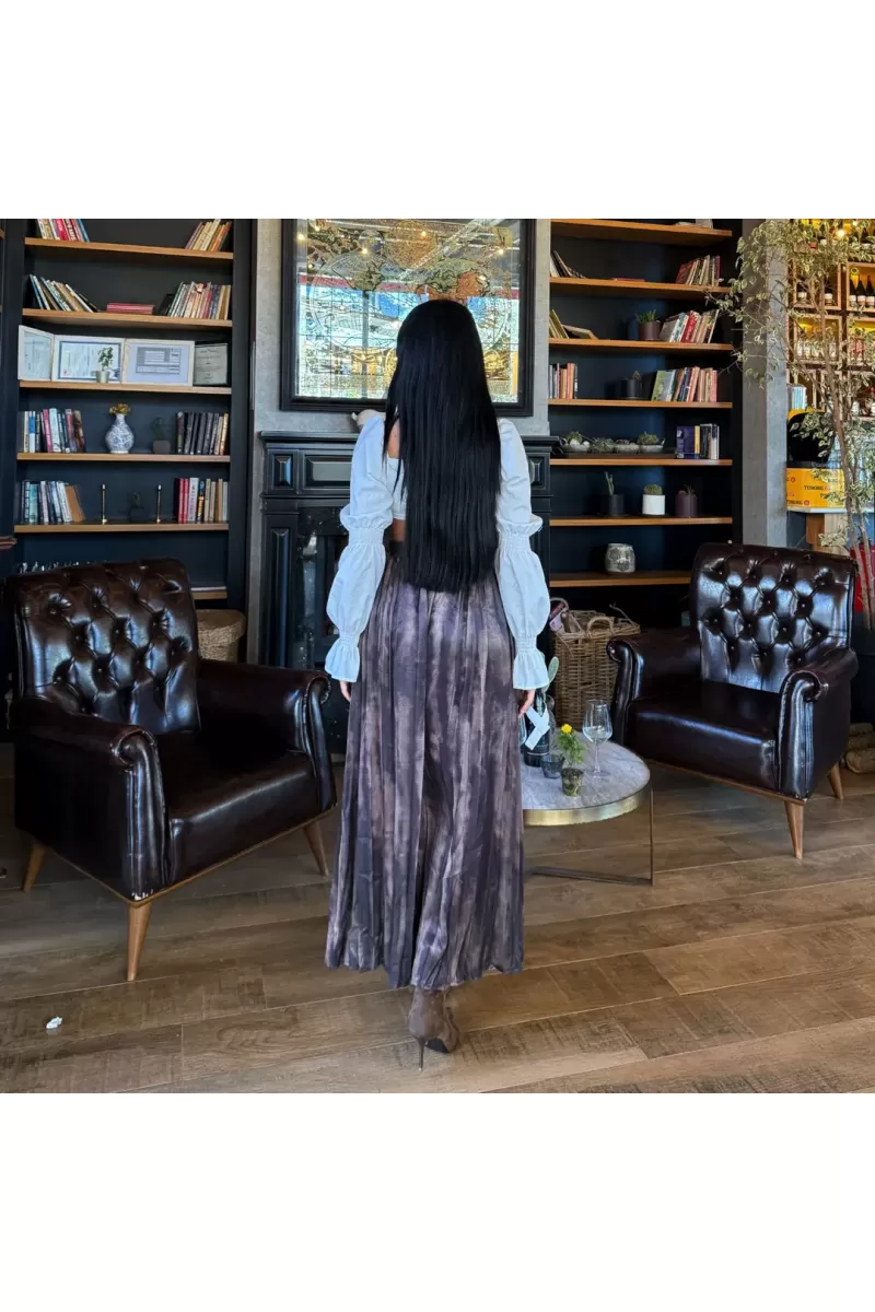 Saten Kemerli Beli Lastik Etek